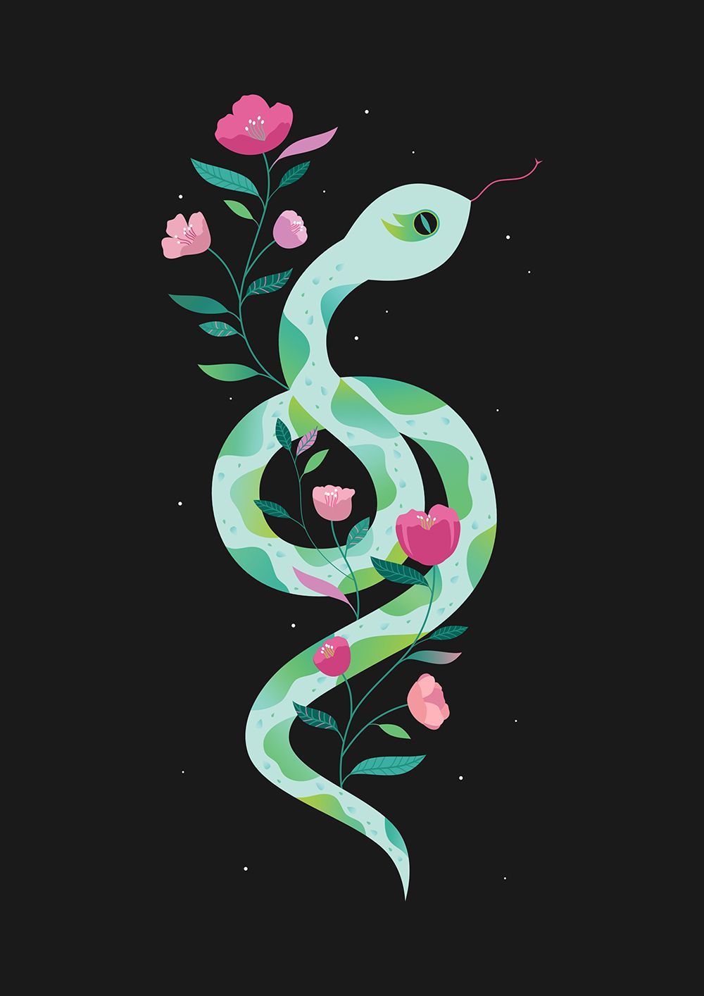 1000x1414 Carly Watts Illustration Empress Snake Serpent