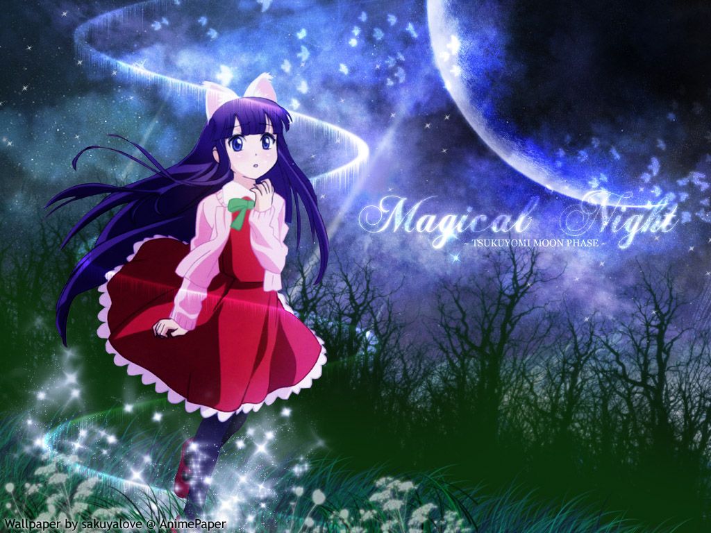 1024x768 Hazuki Tsukuyomi Moon Phase Anime Wallpaper