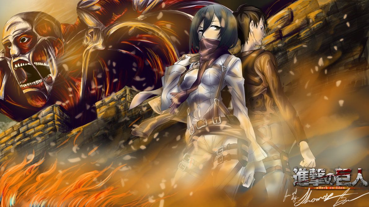 1191x670 Eren And Misaka Attack On Titan Wallpaper