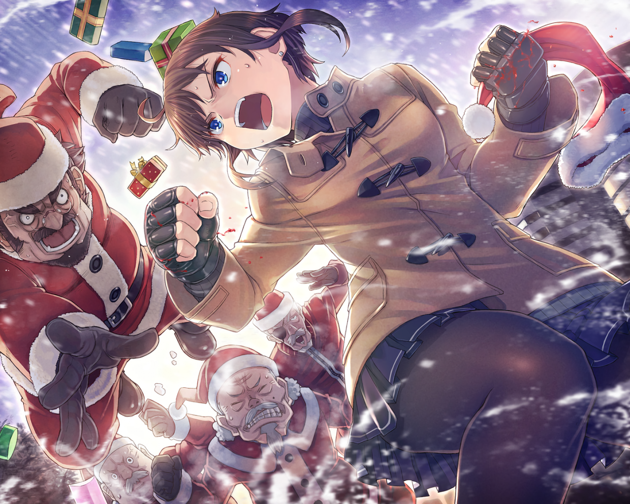 1280x1024 Download 1280x1024 Anime Girl Santa Claus Christmas Gifts Wallpaper Wallpapermaiden