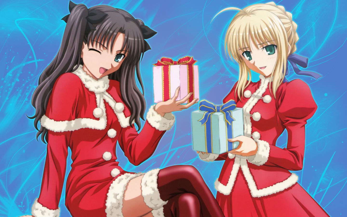 1440x900 Cool Fate Stay Night Tohsaka Rin Christmas Outfits Anime Girls Saber Lily Santa Outfit Personaggi Anime Anime Personaggi