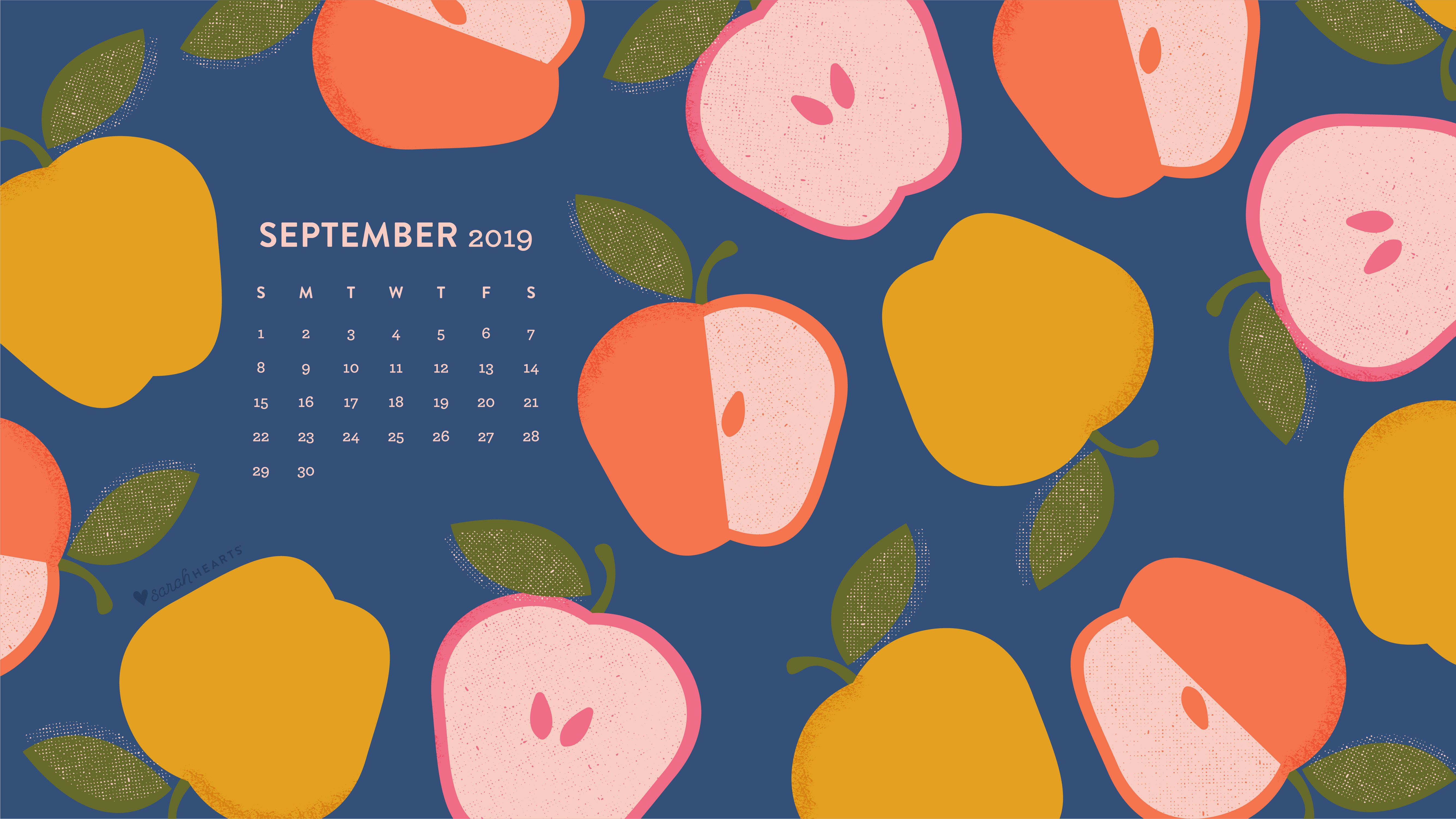 5334x3001 Colorful Apple September 2022 Calendar Wallpaper