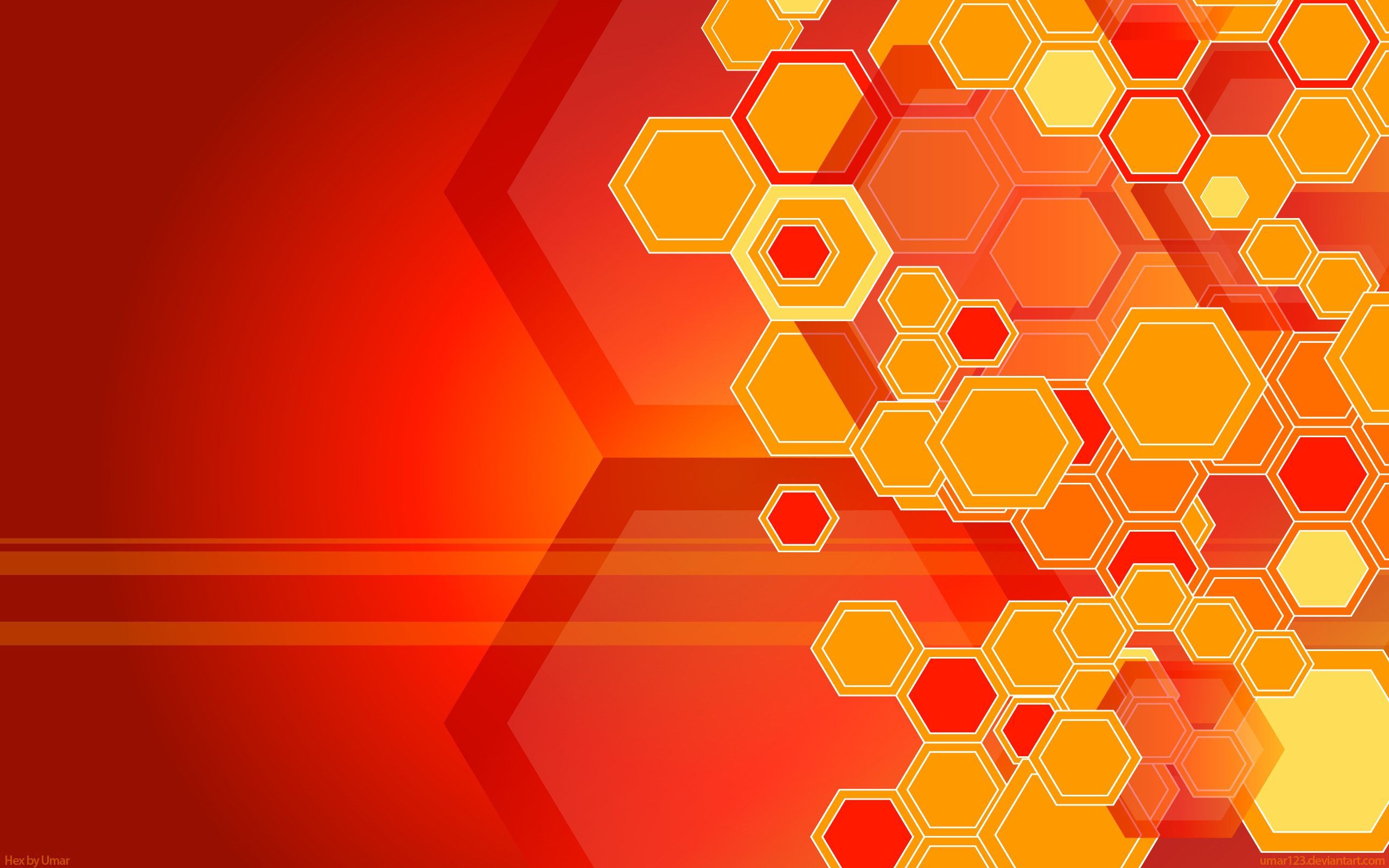 2560x1600 New Abstract Wallpaper With Hexagon Shape In Red And Yellow