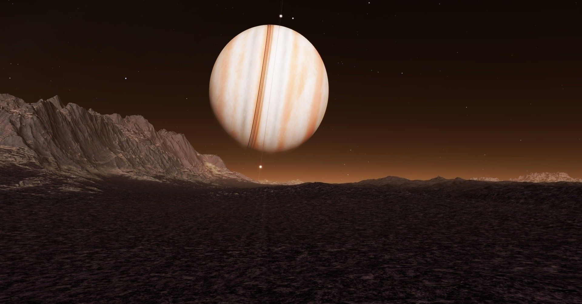 1920x1003 Digital Art Space Universe Planet Cgi Stars Rock Jupiter Wallpaper