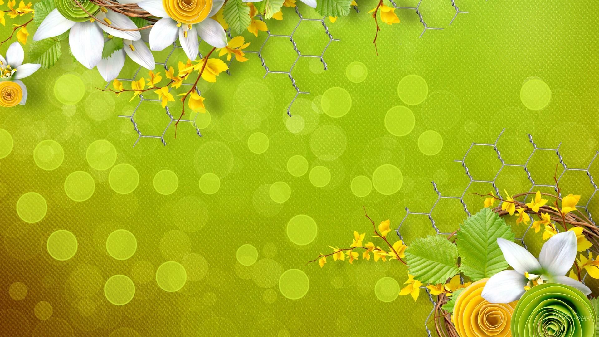 1920x1080 Splendid Green Yellow Flowers Download Hd Picture Pin Hd Wallpaper Drawing Diapositivas Poster