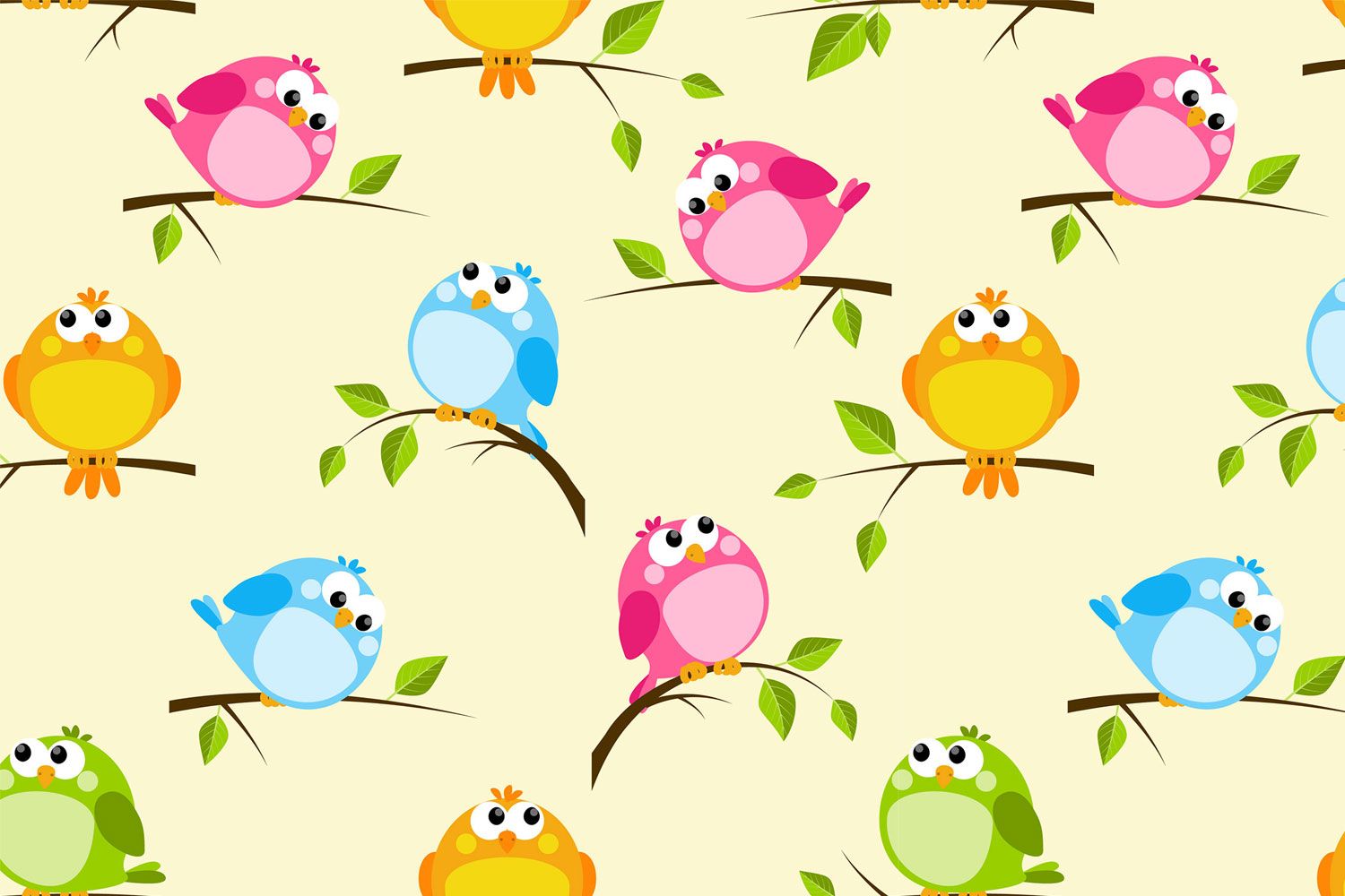 1500x1000 Cute Birds Cartoon Hd Wallpaper Background Download