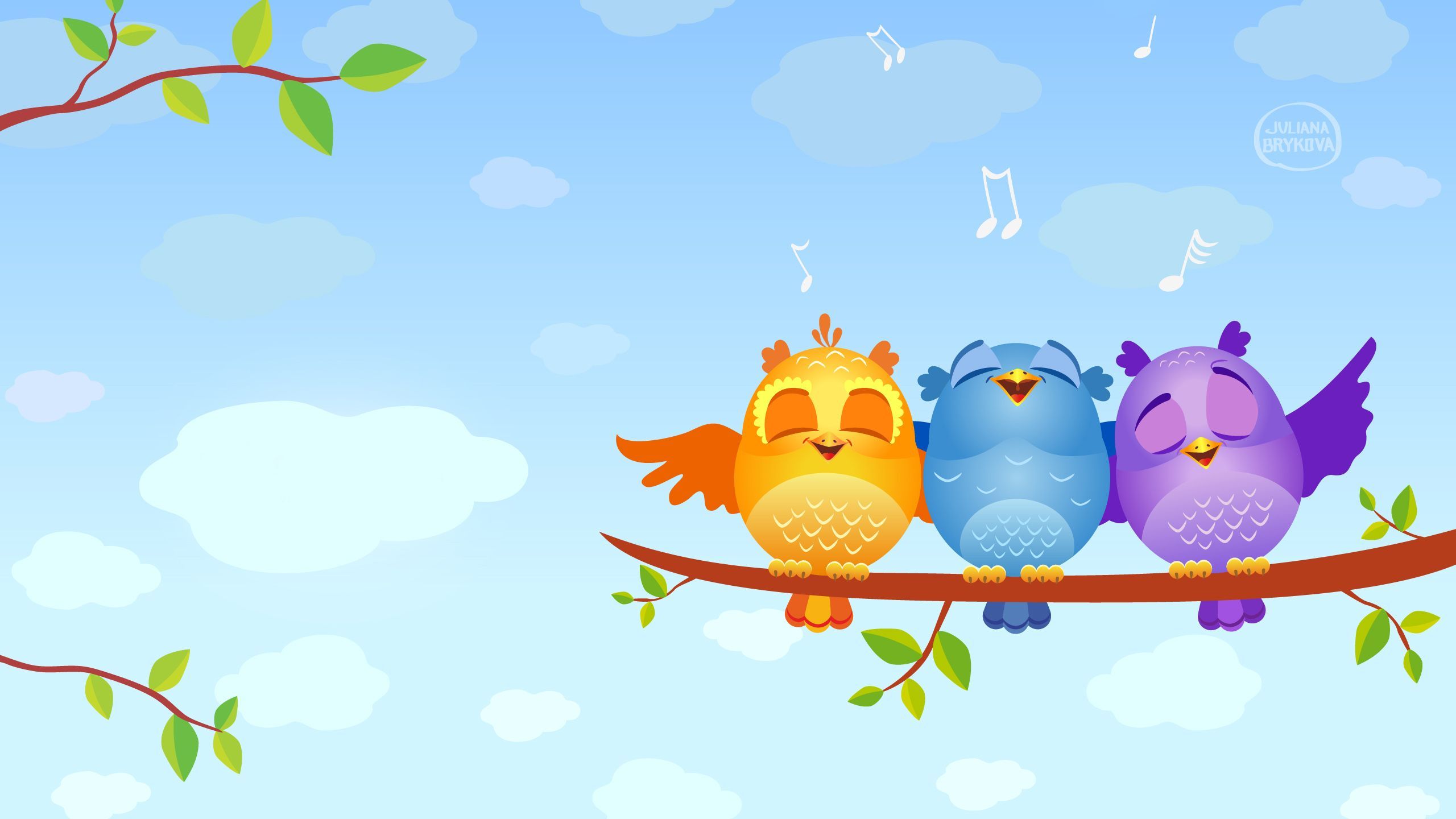 2560x1440 Singing Birds Cartoon Wallpaper Hd Cartoon Wallpaper Cute Wallpaper Background