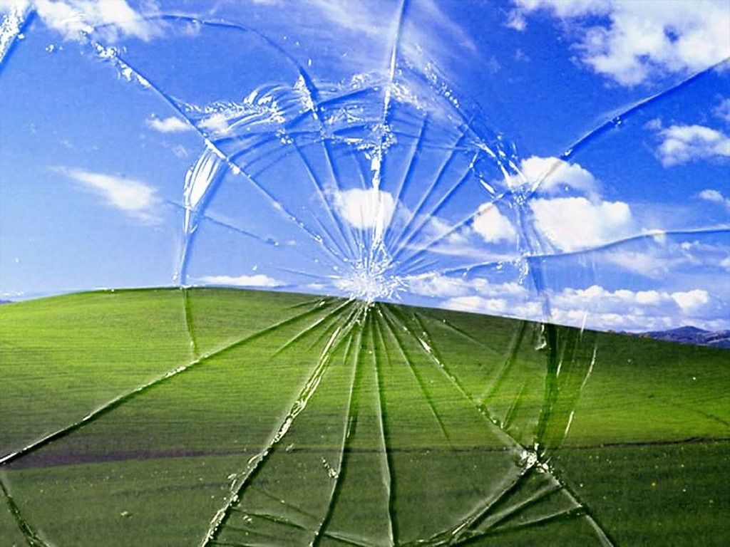 1024x768 Windows Xp Broken Screen Wallpaper Really Funny Picture