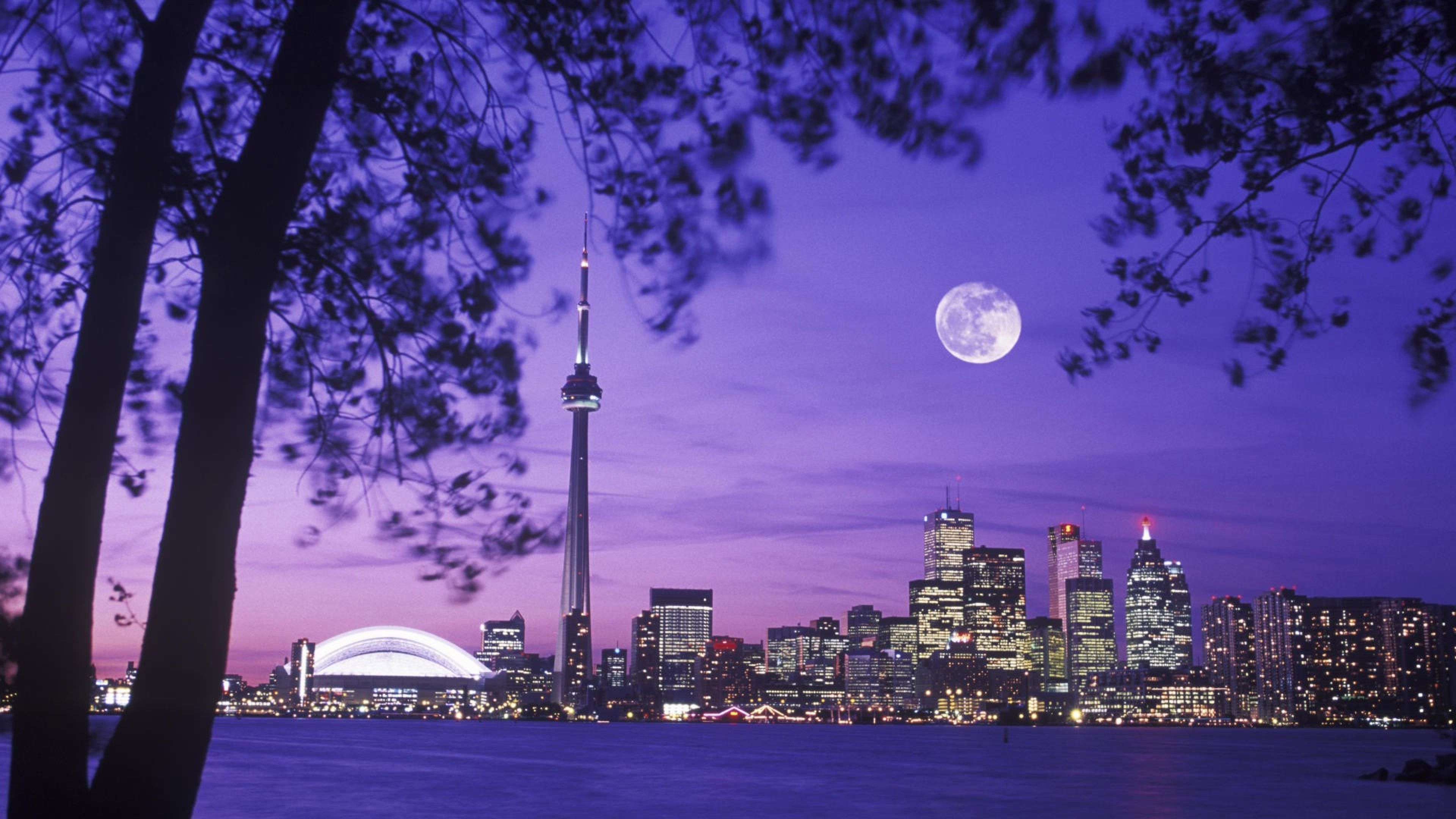 3840x2160 Hd Wallpaper Toronto Skyline Night Moon Scenery Canada 8211 Wallpaper Trend