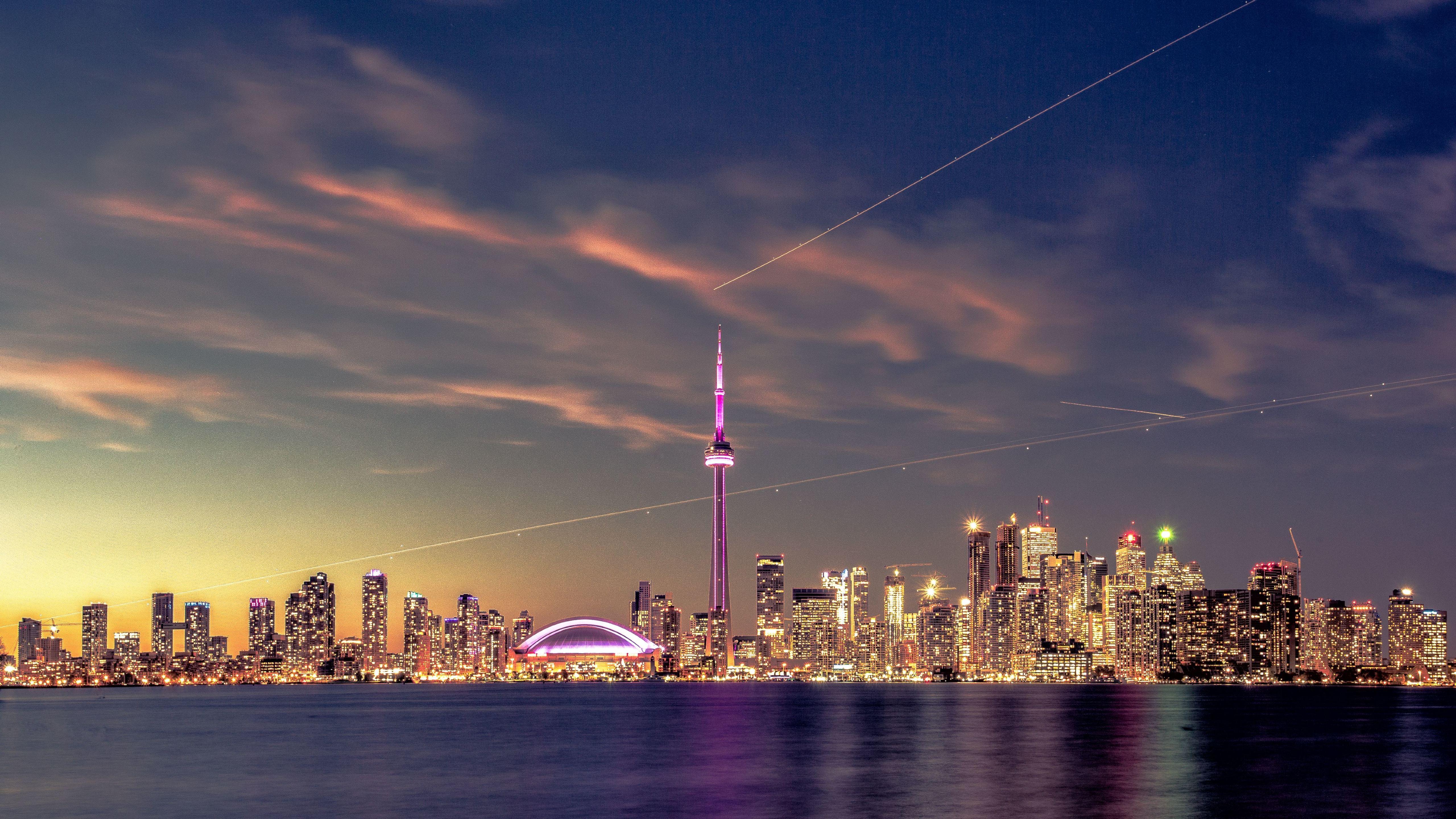 5120x2880 Toronto Skyline At Sunset Wallpaper
