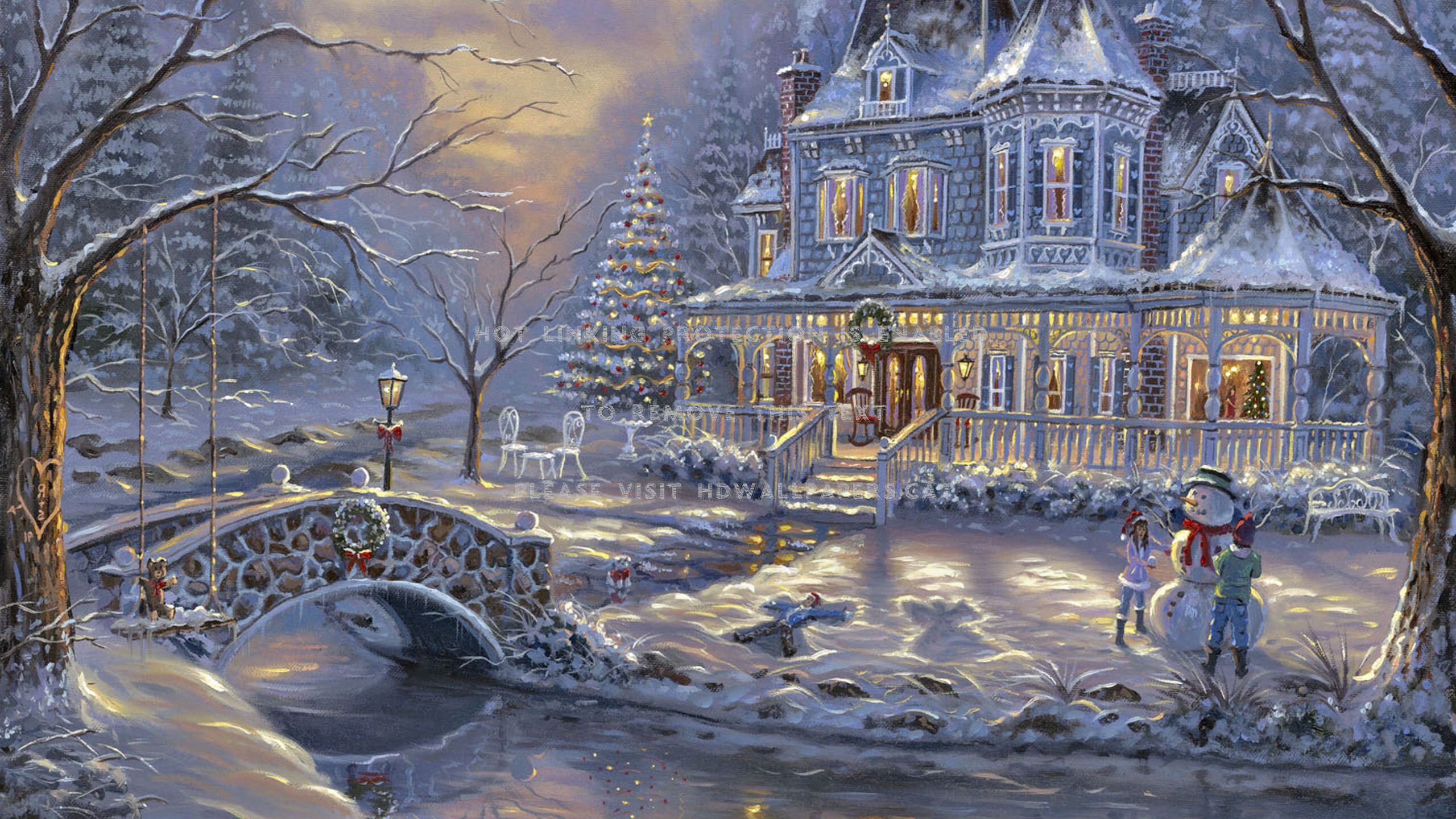 2560x1440 Merry Christmas Scene F2 Victorian Snow Art
