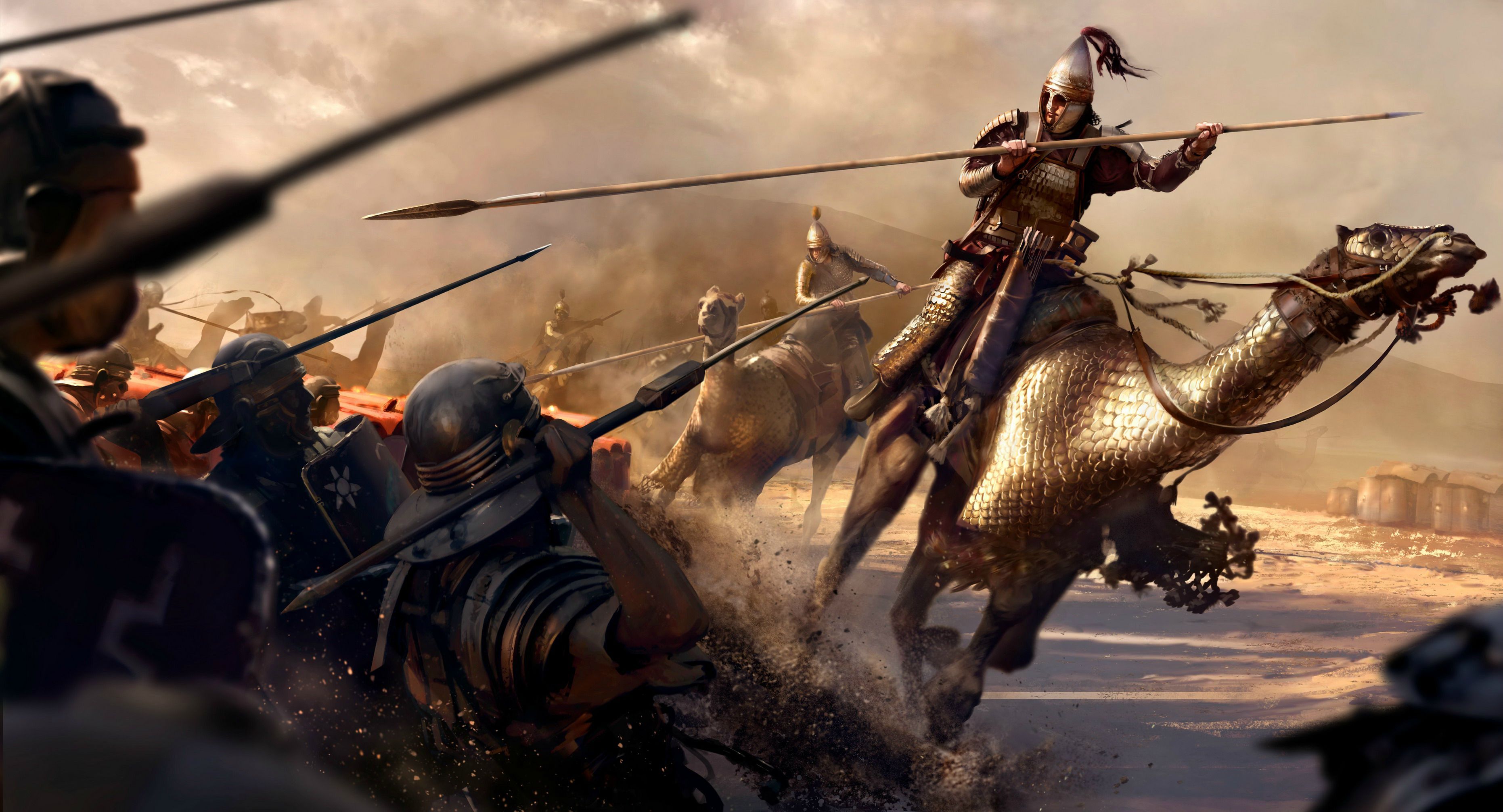 3724x2014 Roman Soldier In Battle Wallpaper