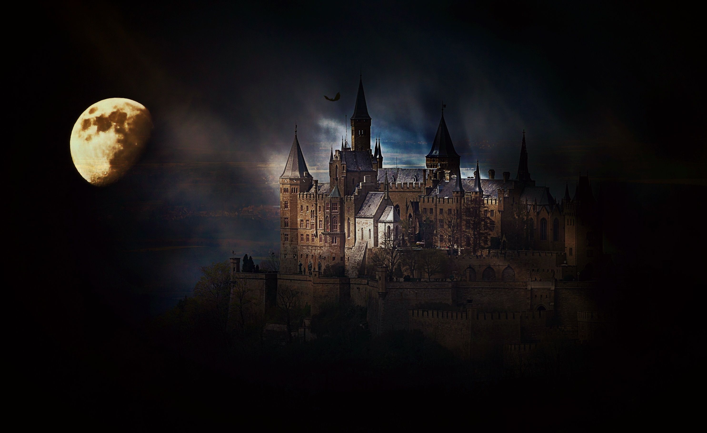 2970x1820 Download Wallpaper Dark Castle With Tags Dark Background Windows Vista Night Castle Moon