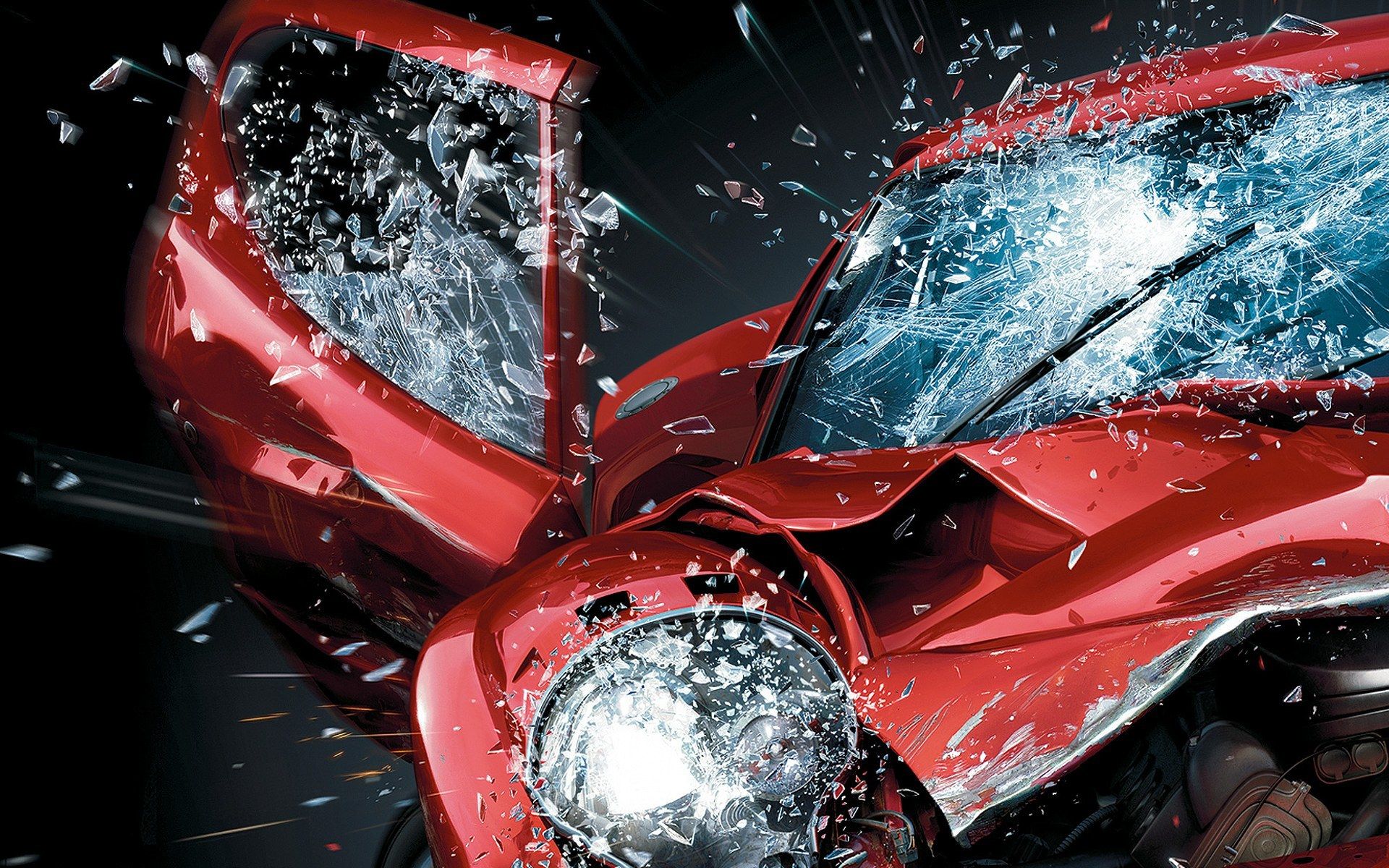 1920x1200 Red Car Accident Bounce Wallpaper