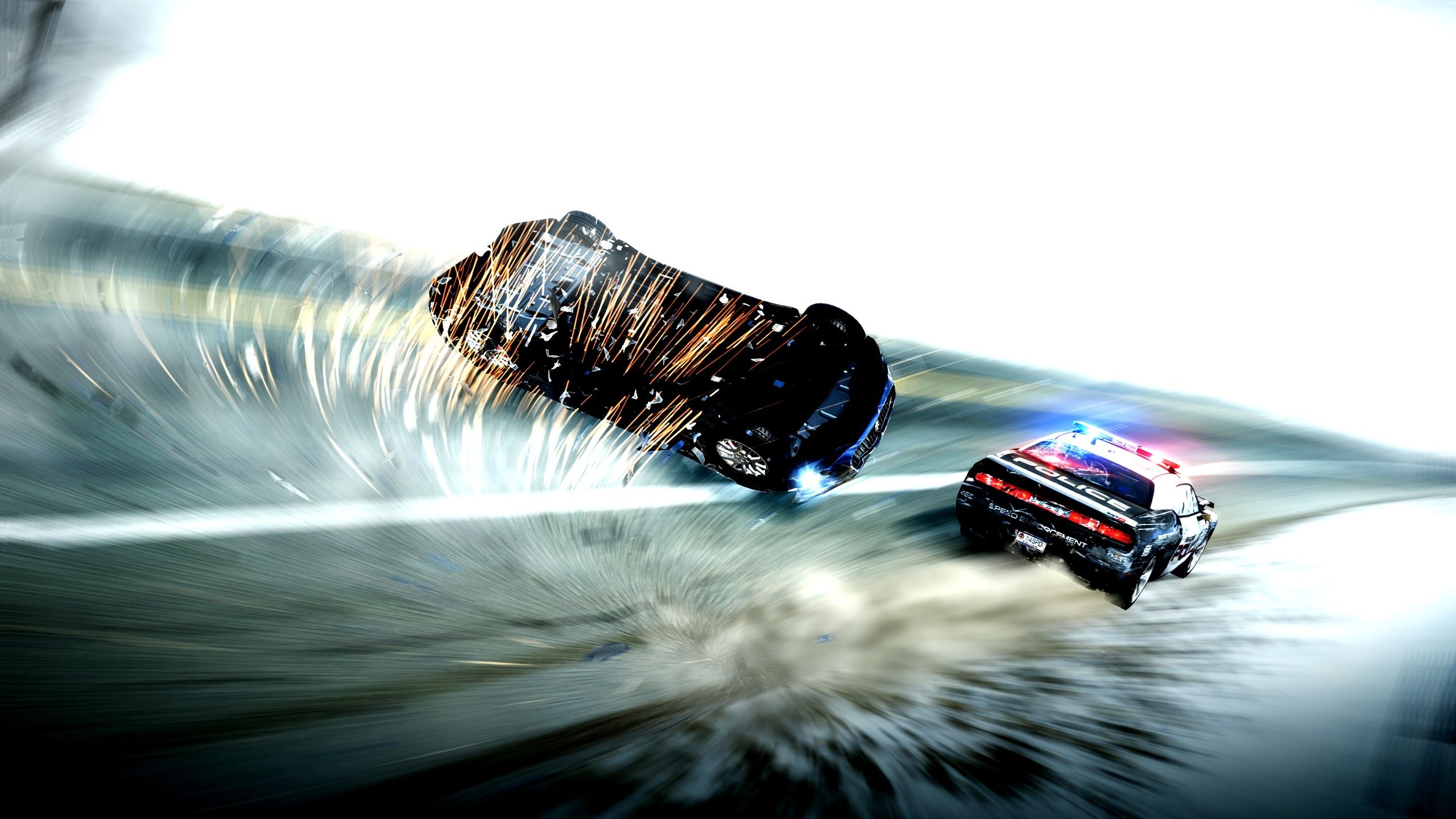 2560x1440 Need For Speed Hot Pursuit Police Crash Roll Accident Wallpaper 2560x1440