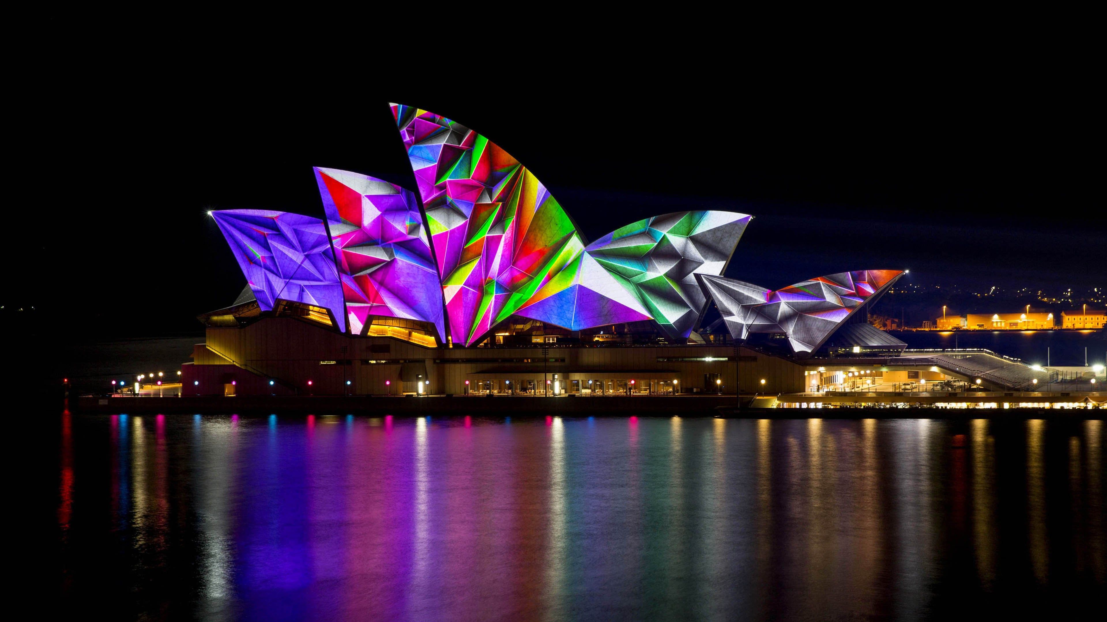 3840x2160 Sydney Opera House Light Show Hd 3840 X 2160 Wallpaper