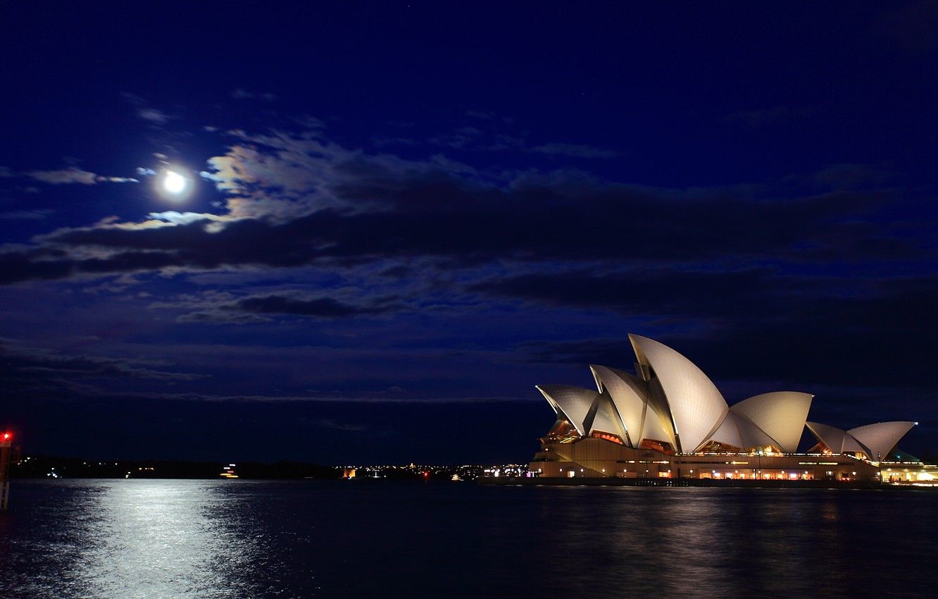 1332x850 Wallpaper Sea Night The Moon Australia Track Sydney Australia Sydney Opera House Harbour Bridge Image For Desktop Section
