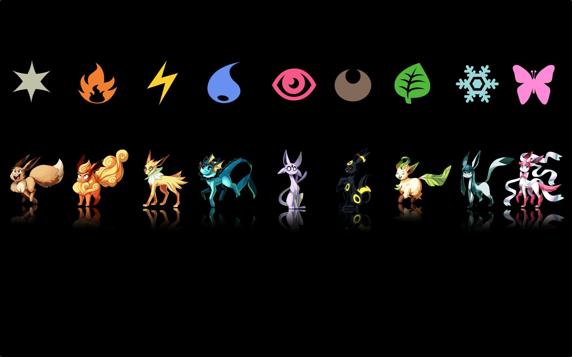 1920x1200 Wallpaper For Eevee Evolutions With Sylveon Wallpaper Choose Your Eevee Evolution Hd Wallpaper Background Download