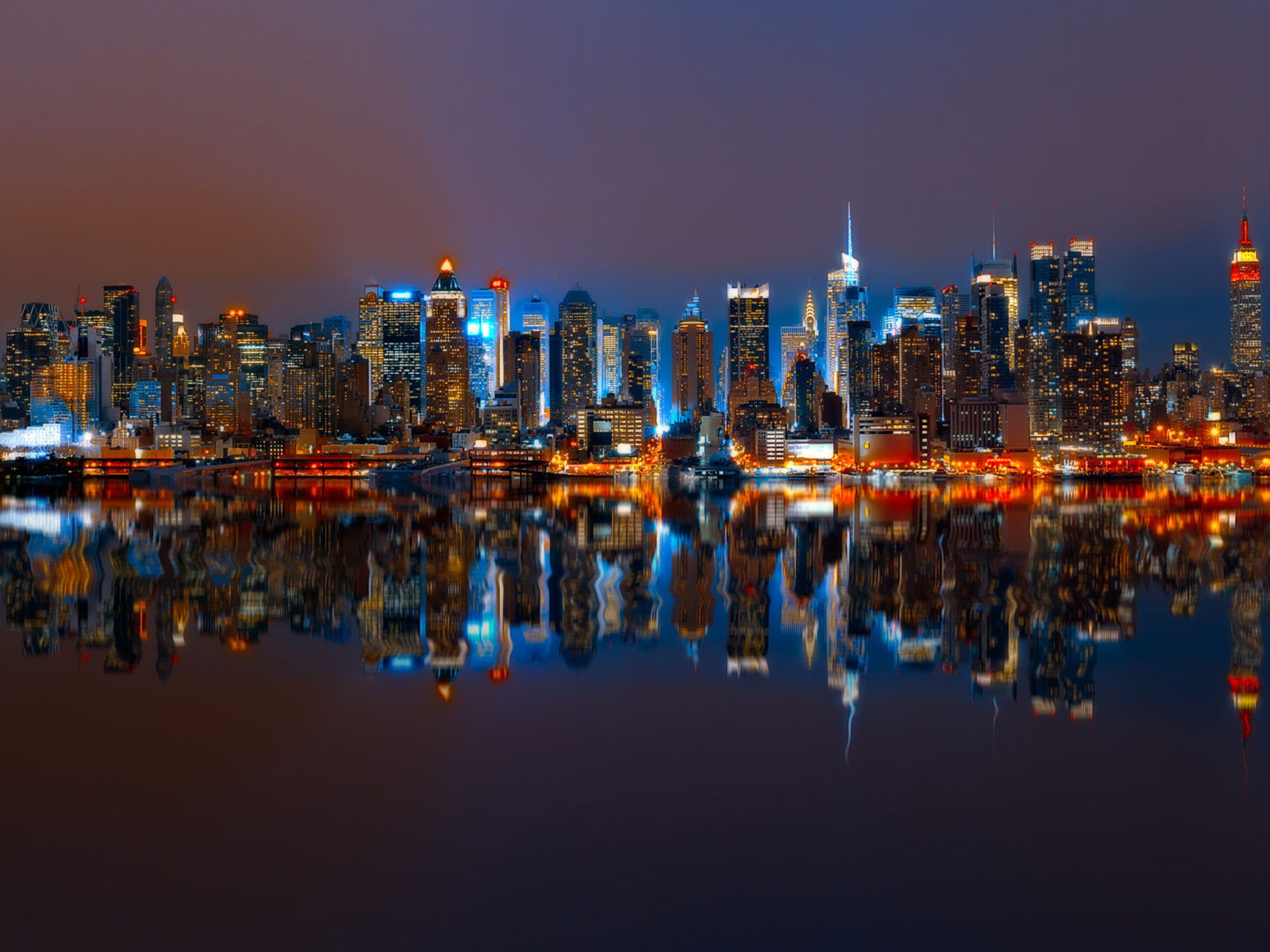1920x1440 Manhattan New York City United States Of America Panorama City Landscape Night Best Hd Desktop Wallpaper Free Download