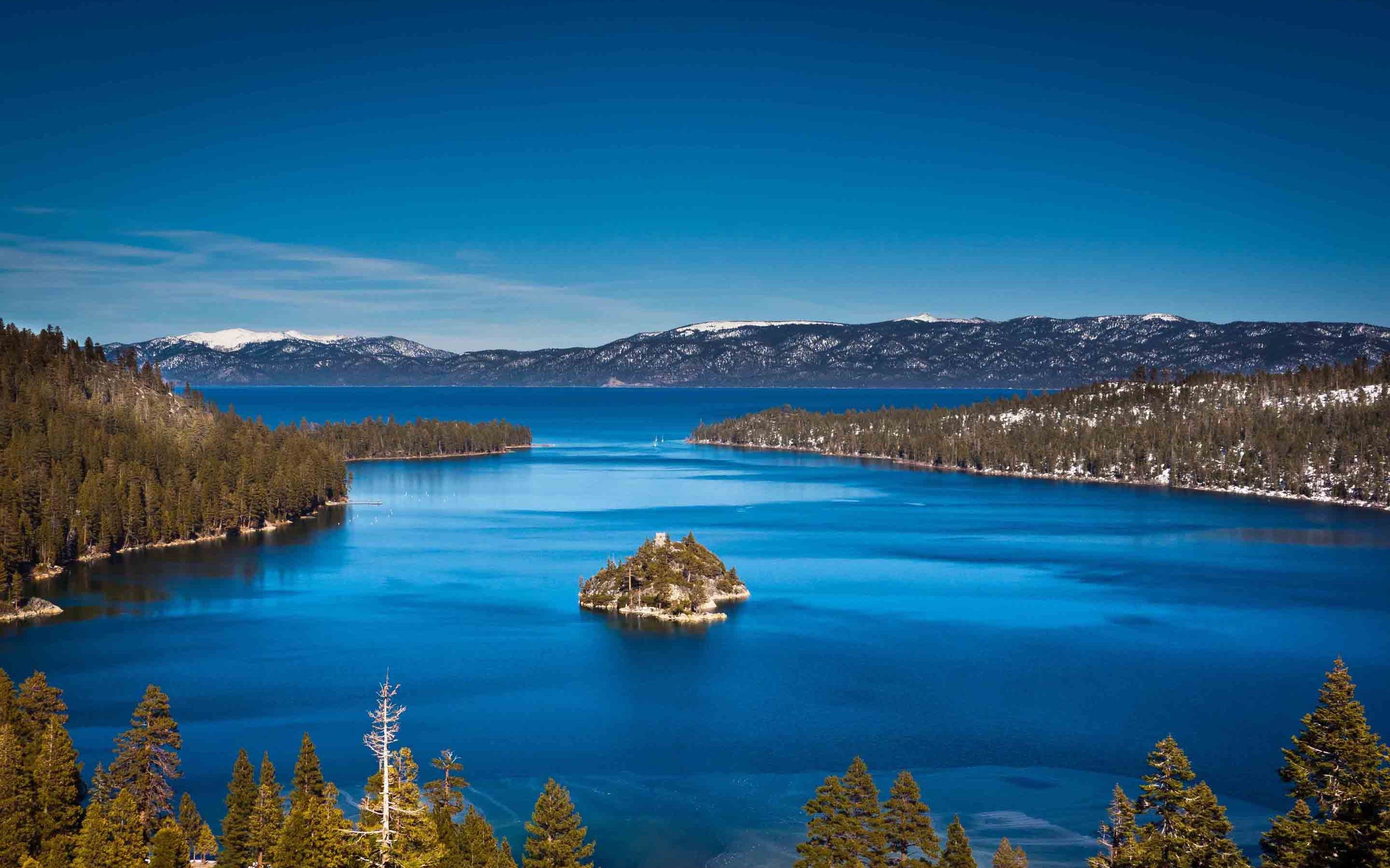 2880x1800 Wallpaper Lake Tahoe California Usa Mountains Island Blue Sky 2880x1800 Hd Picture Image