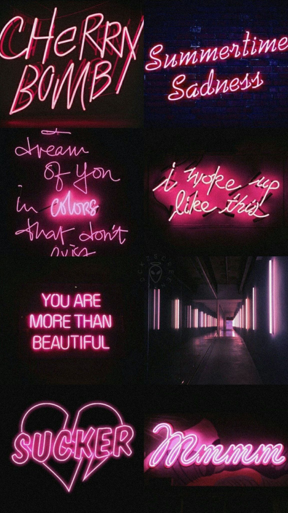 1152x2048 Pink Light Up Signs Neon Wallpaper Aesthetic Collage