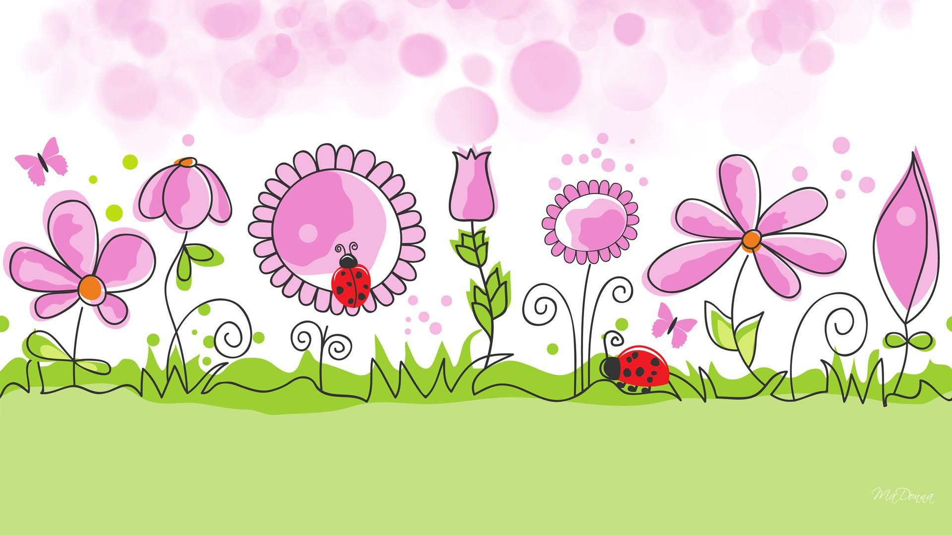 1920x1080 Hd Flower Garden Spring Vector Free Desktop Background Wallpaper Download Free