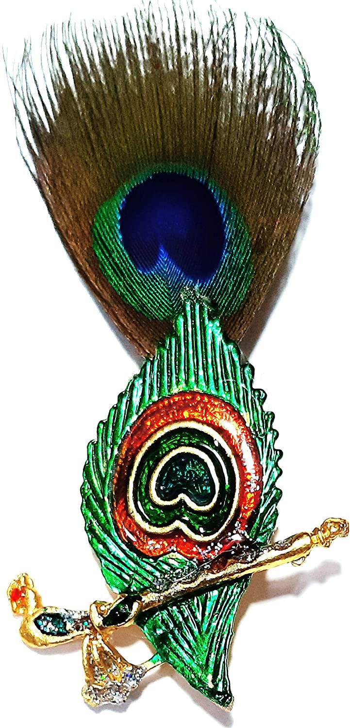721x1500 Buy Shri Ram Creations Morpankh Bansuri Unisex Meena Brooch With Real Peacock Feather Pack Of 10 Pcs 4cm Except Feather