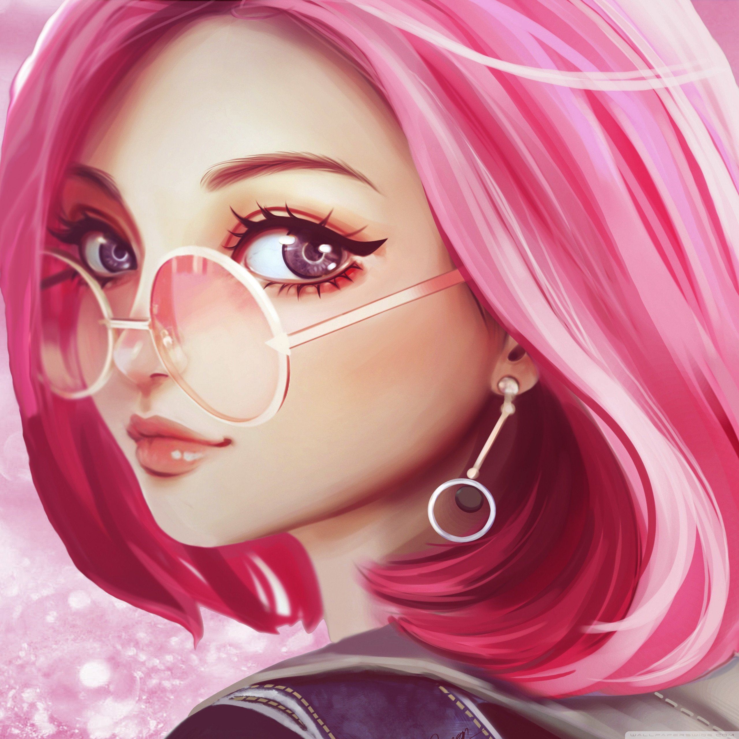 2560x2560 Tablet 1 Pink Hair Girl Art Hd Wallpaper Background Download
