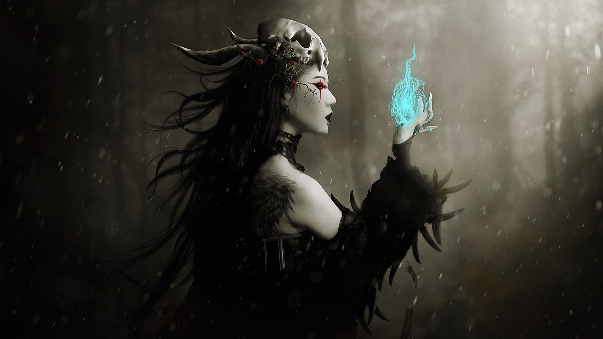 1920x1080 Free Download Girl Magic Profile Feathers Skull Tattoo Wood Witch Wallpaper 1920x1297 For Your Desktop Mobile Tablet Explore Beautiful Witches Wallpaper Witches Wallpaper Picture Beautiful Blue Wallpaper Halloween Witch Wallpaper