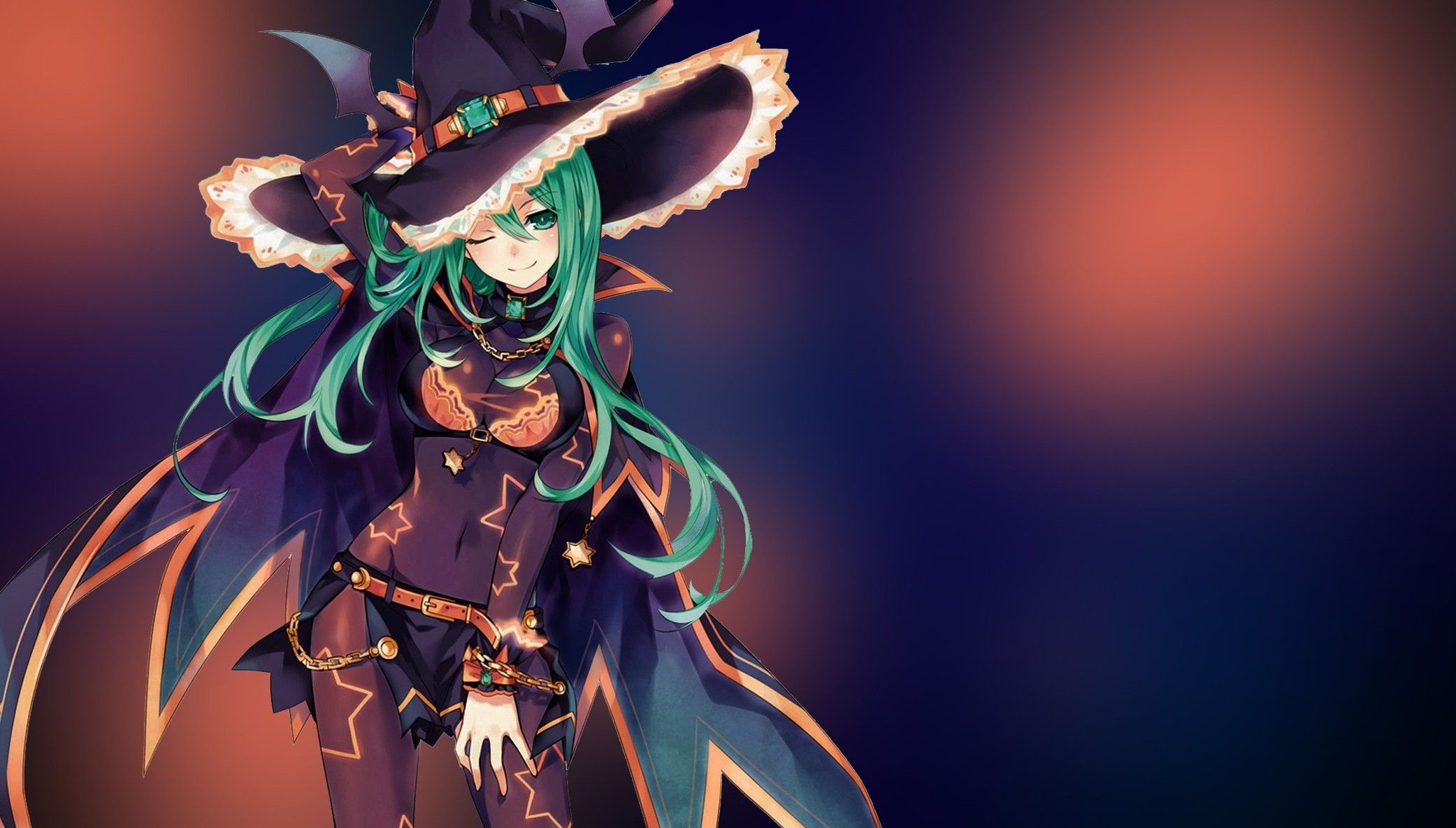 2083x1184 Witch Green Hair Anime Anime Girls Wallpaper Hd Desktop And Mobile Background