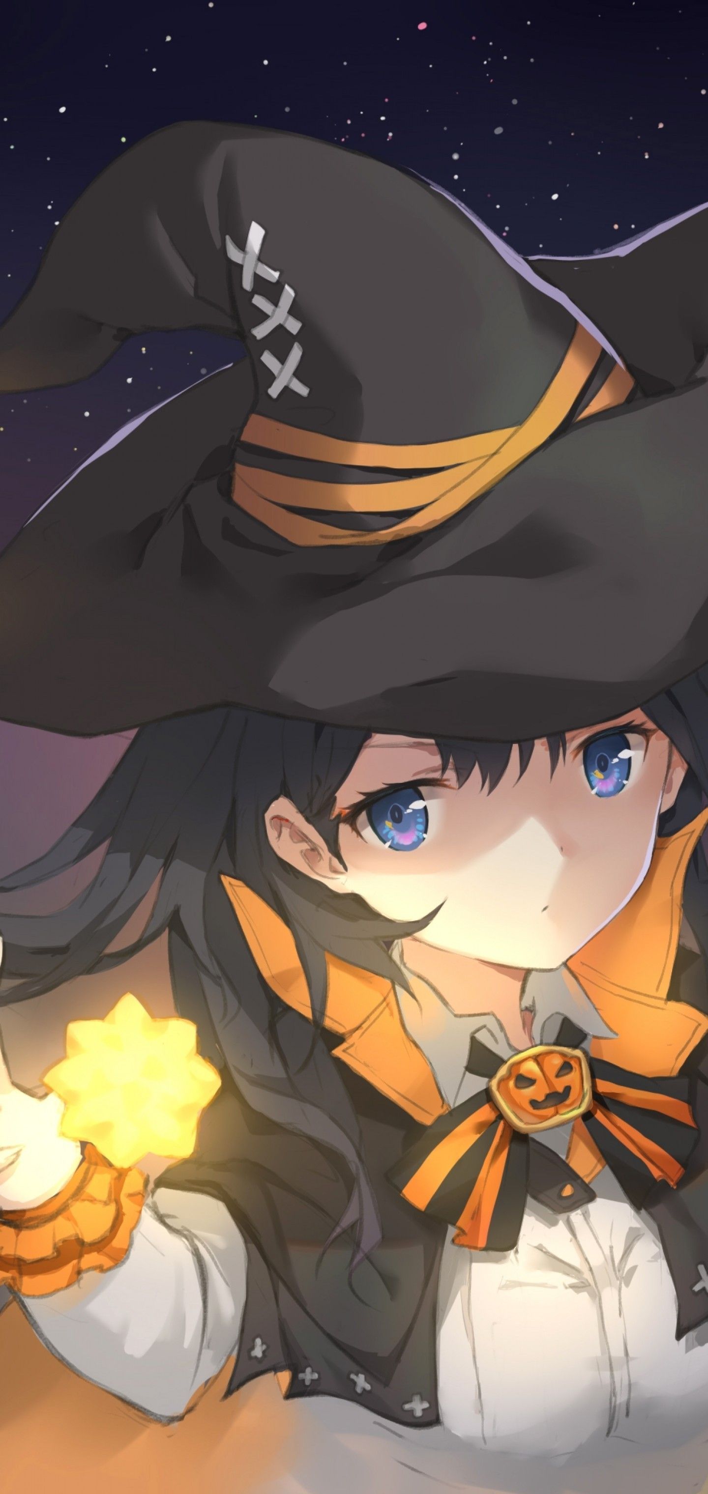 1440x3040 Download 1440x3040 Anime Witch Girl Halloween Cape Stars Wallpaper For Samsung Galaxy S10 Plus