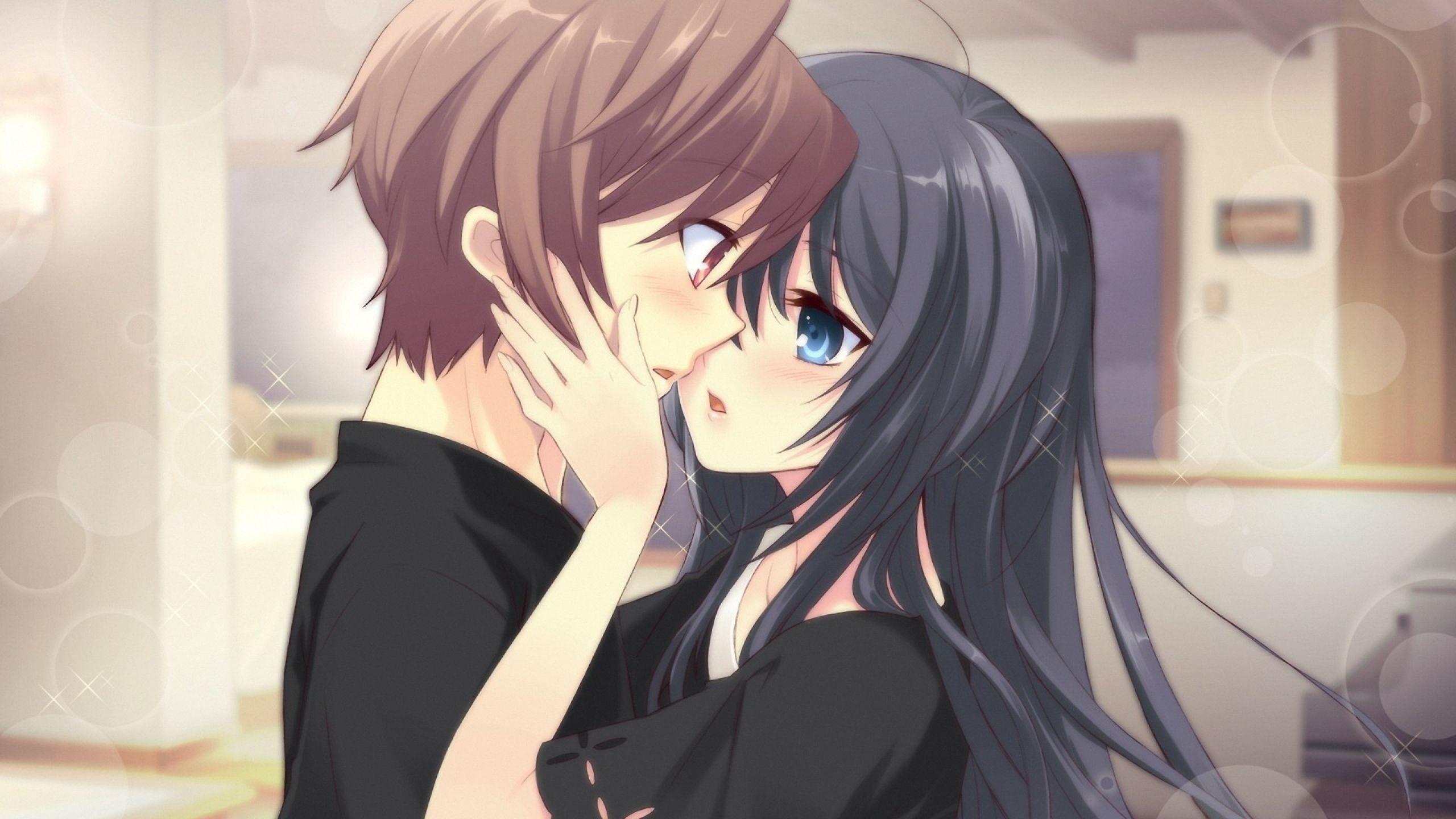 2560x1440 Forehead Kissing Anime Hd Wallpaper