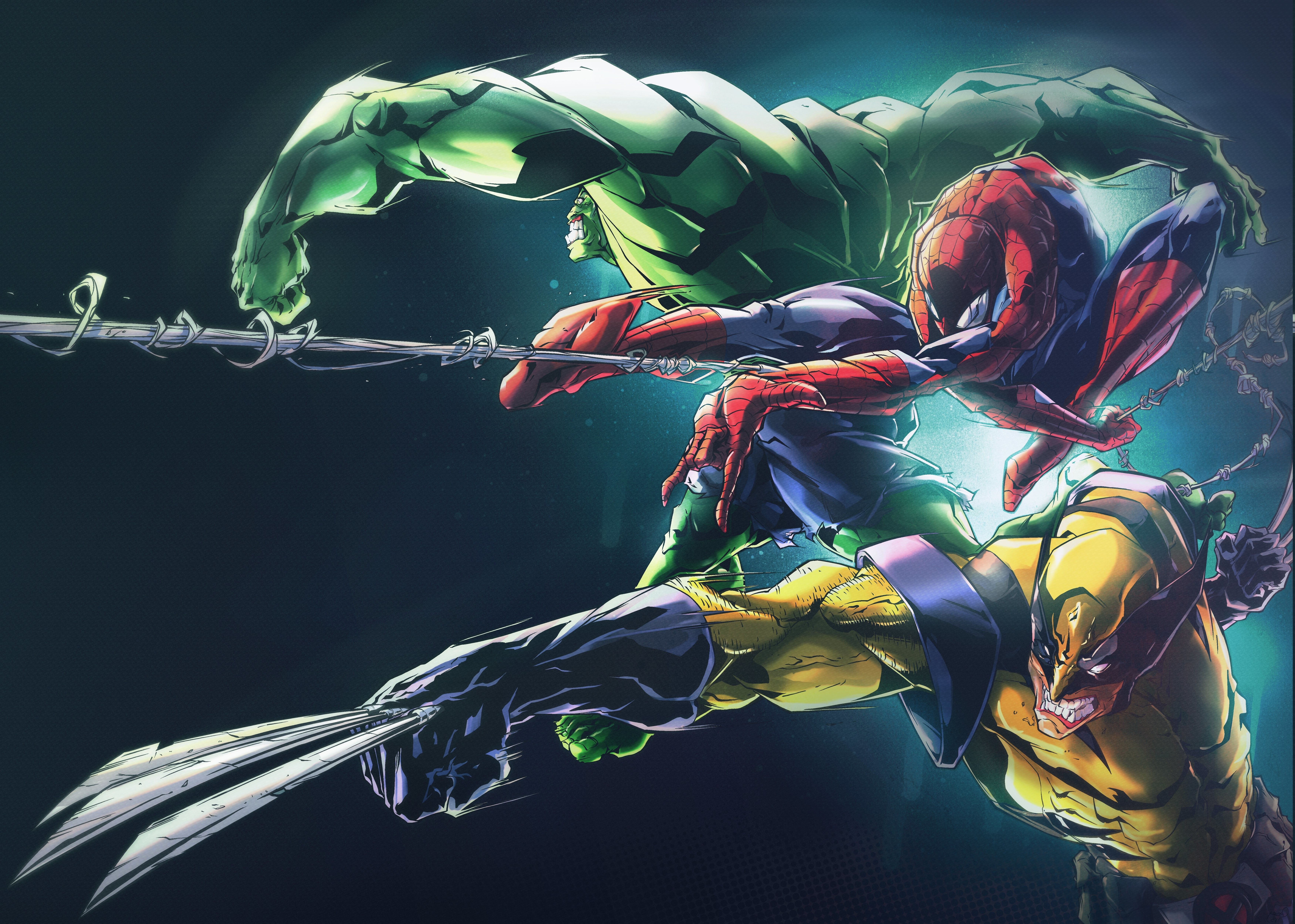 7004x4997 Hulk Spider Man Wolverine Marvel Comics Wallpaper Hd Desktop And Mobile Background