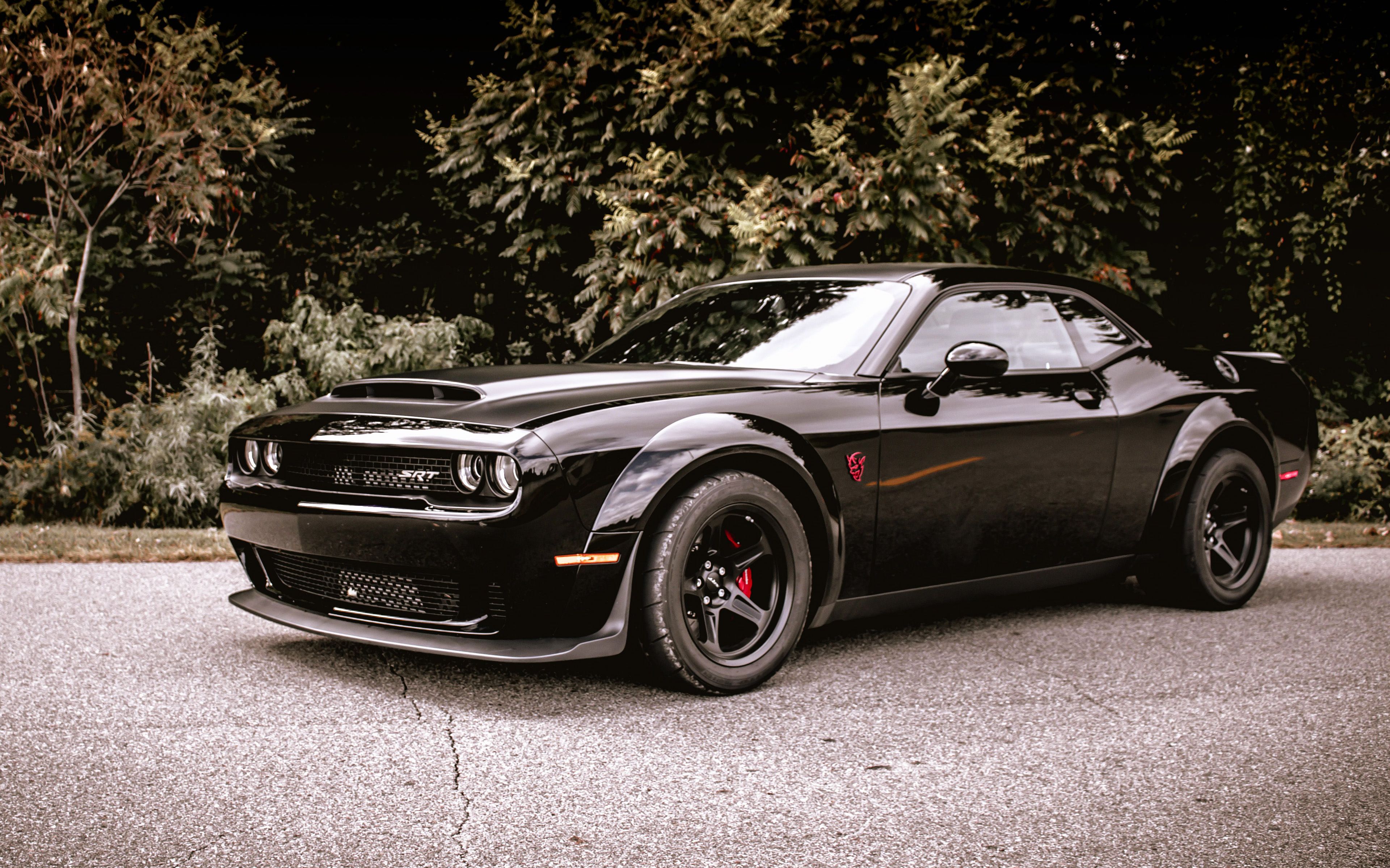 3840x2400 Download Wallpaper Dodge Challenger Srt Demon 2022 Sports Coupe Black Challenger Srt American Cars Usa Dodge For Desktop With Resolution 3840x2400 High Quality Hd Picture Wallpaper