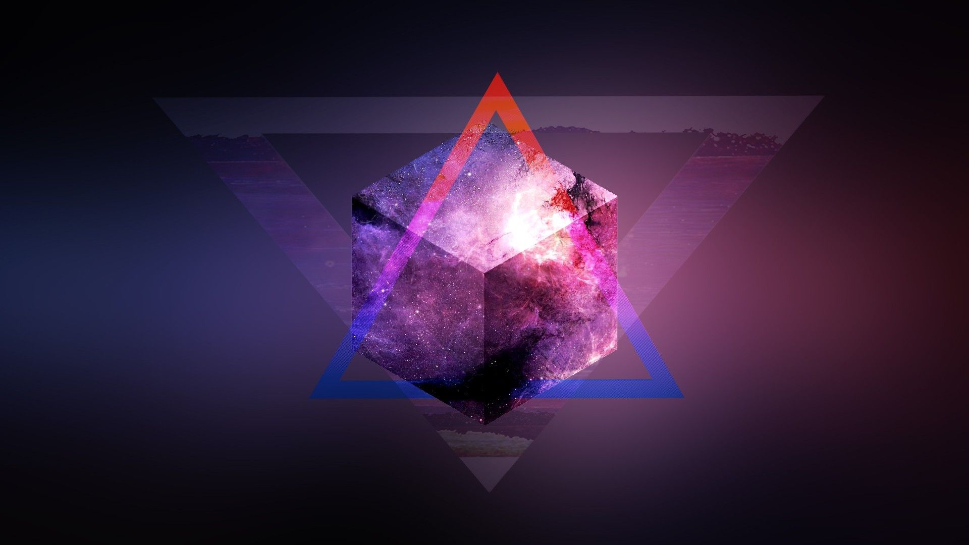 1920x1080 Space Mix Up Purple Triangle Blurred 3d Wallpaper Hd Desktop And Mobile Background