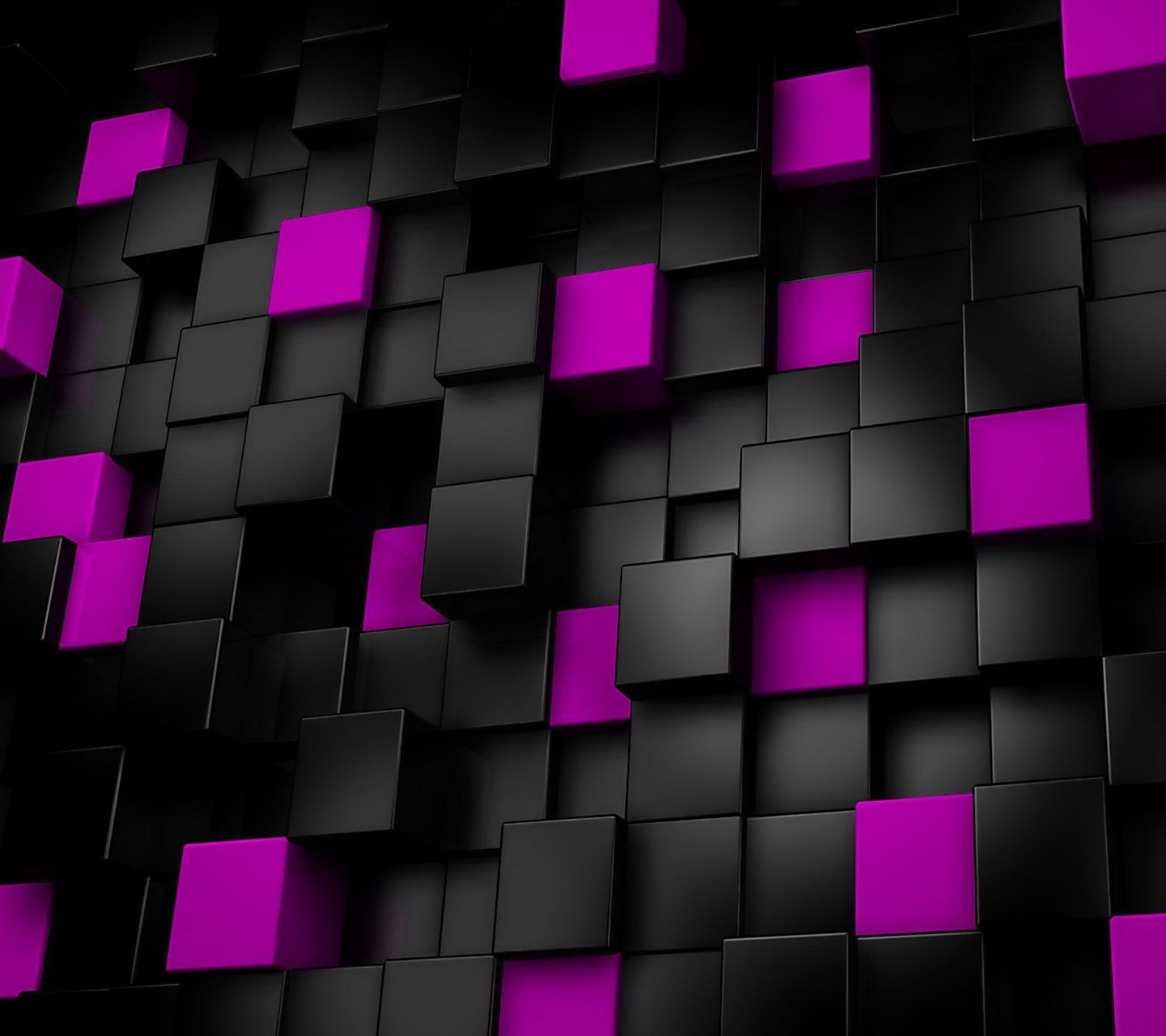 1440x1280 Purple Cubes Black And Blue Wallpaper Cool Blue Wallpaper 3d Cube Wallpaper