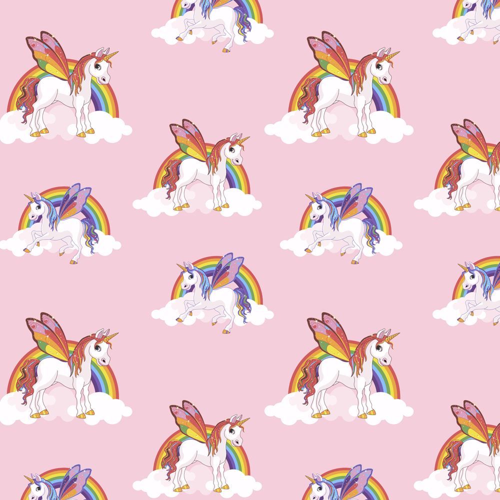 1000x1000 Rainbow Unicorn Pattern Childrens Wallpaper Magic Cloud Horse Kids