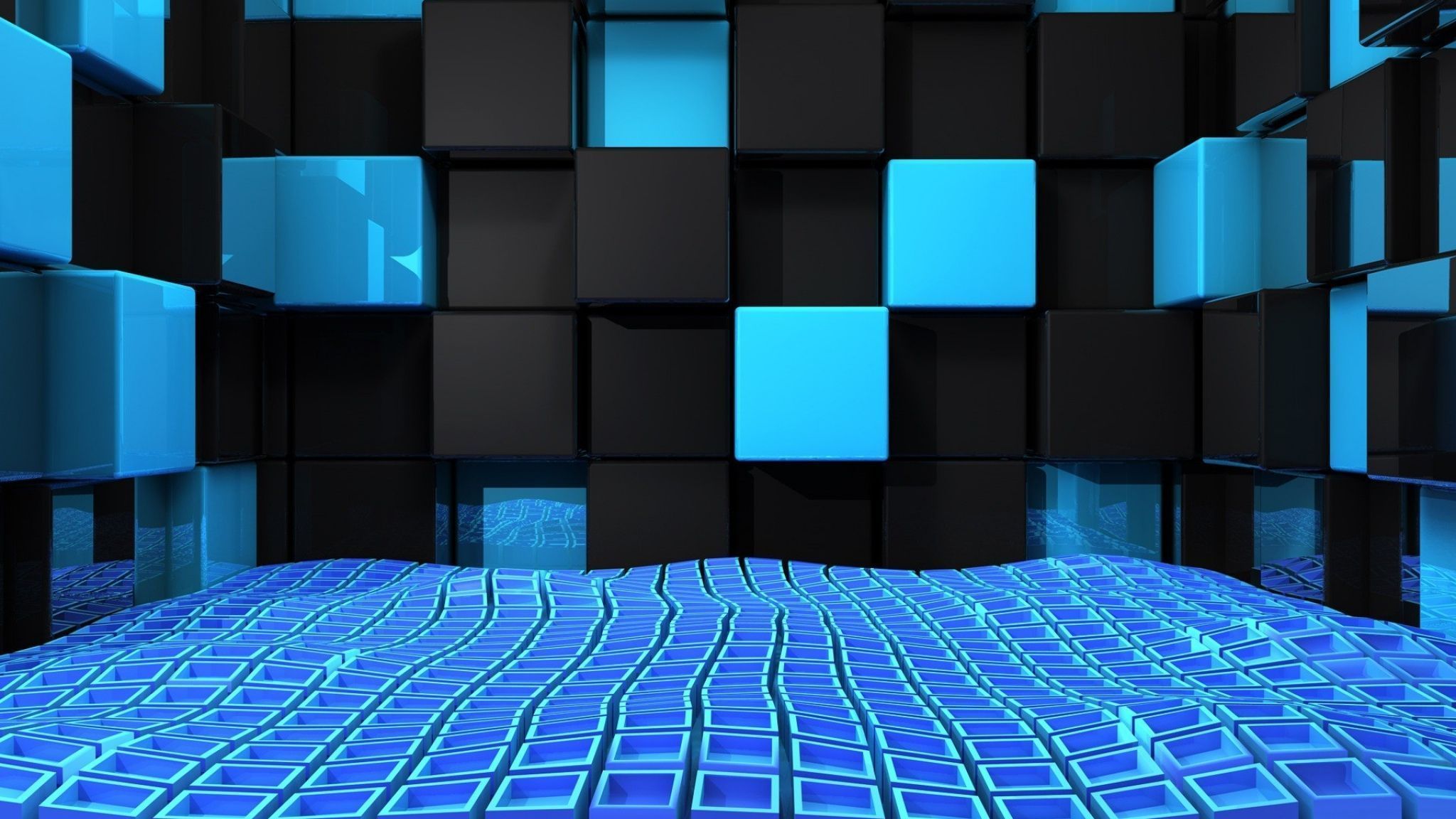 2048x1152 Download Wallpaper 2048x1152 Cube Squares Space Blue Black