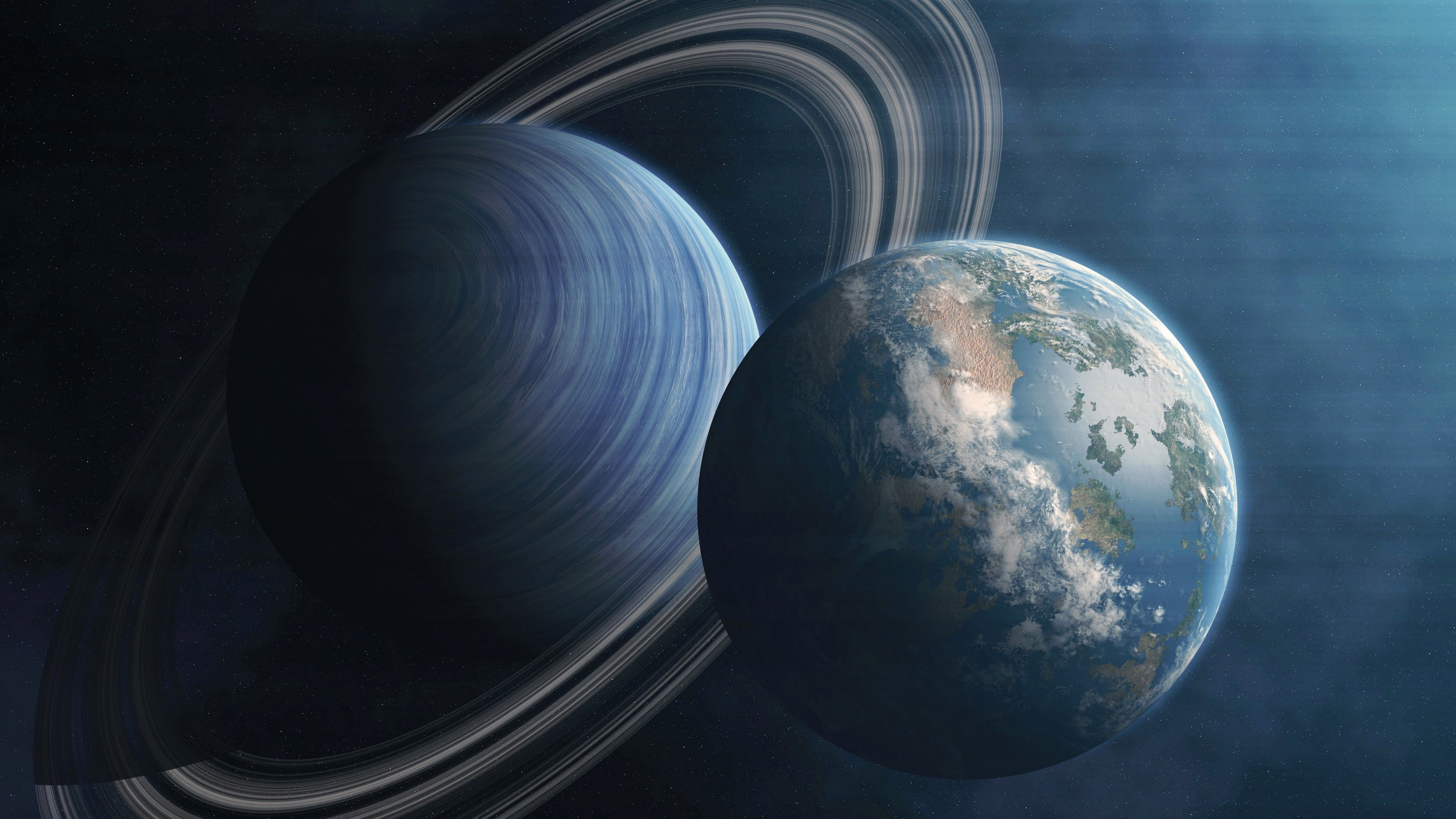 3840x2160 Wallpaper Planets Rings Earth 4k 8k Space