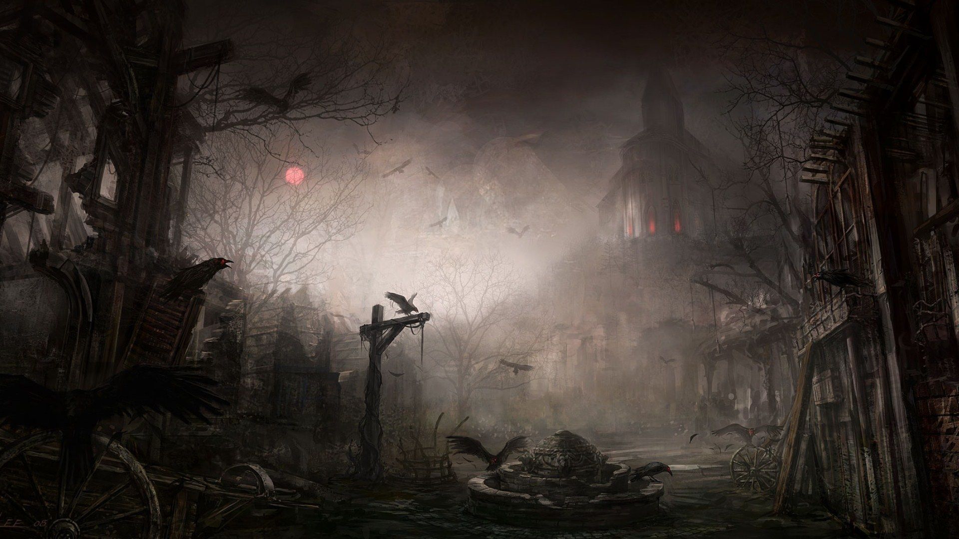 1920x1080 Download Creepy Landscape Wallpaper 1080p For Iphone Pc Desktop Android Or Mac Desktop Hd Scary Background Gothic Wallpaper Fantasy City