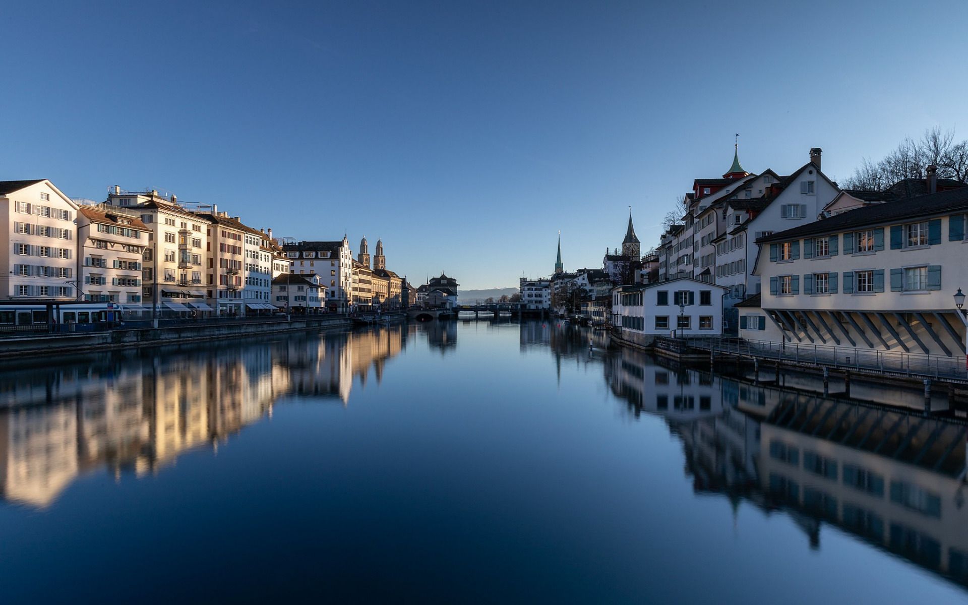 1920x1200 Download Wallpaper Zurich Morning Sunrise Cityscape Beautiful