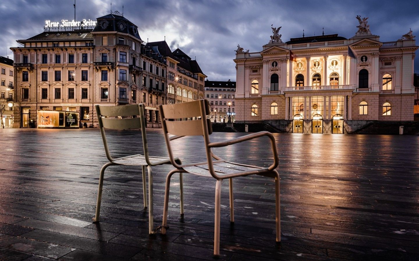 1440x900 Download 1440x900 Switzerland Zurich Building Chairs Dark